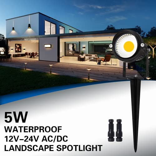 Eaglod 5W Low Voltage Led Landscape Lights With Connectors,12V~24V Outdoor Spotlight 5000K Daylight Waterproof For Yard Landscape Lighting,Tree Flag Spotlights,Garden Path Lights With Spike (10Pack) #TOP1