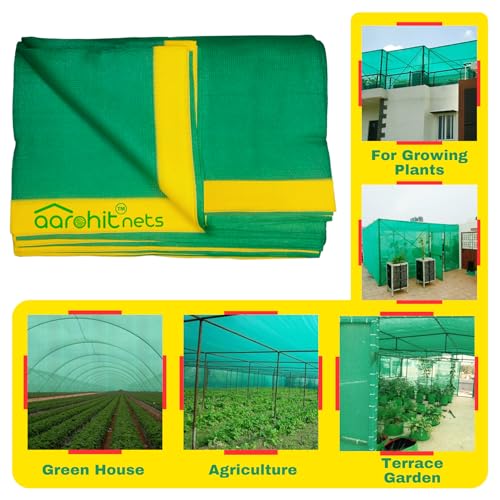 Image of NETS Green Net for Fencing Garden (5Ft X Ft) 75% UV Sunlight Protection 100GSM for Fencing, Boundary, Balcony, Multipurpose Agro Green Shed Net Roll (5Ft X 12Ft)