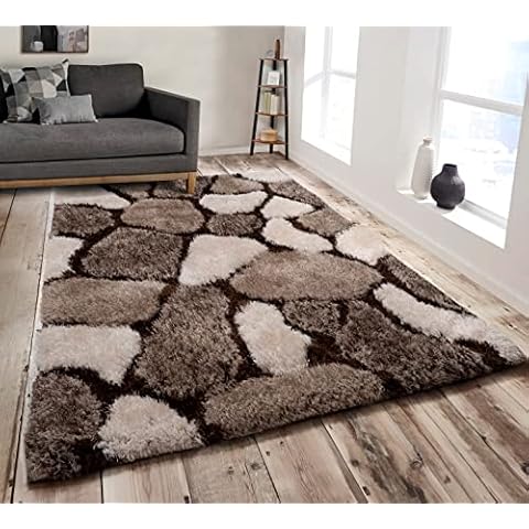 HOME REPUBLIC Pebble Stepping 3D Stones Textured Carpet Yoga Fluffy Rug with Anti-Skid Backing Bedroom Living Dining Room (Chocolate Brown, 160 x 230cms) Cover