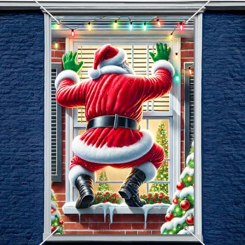 Vinilo decorativo de ventana Santa Claus Navidad 31x47 in miniatura 2
