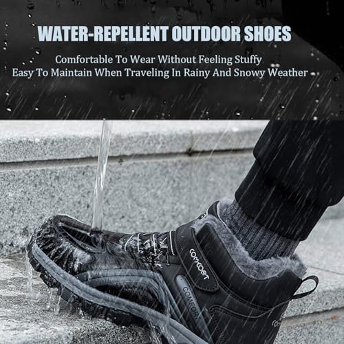 Women'S Leather Hook And Loop Platform Snow Boots Comfort Warm Fur Lined Waterproof Non-Slip Outdoor Walking Shoes Winter Leisure Boots3