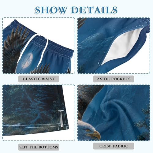 DOMIKING Moon Hawk Blue Kids Shorts Pull-on Boys Shorts with Elastic Waist Casual Athletic Pants for Playwear Summer 6