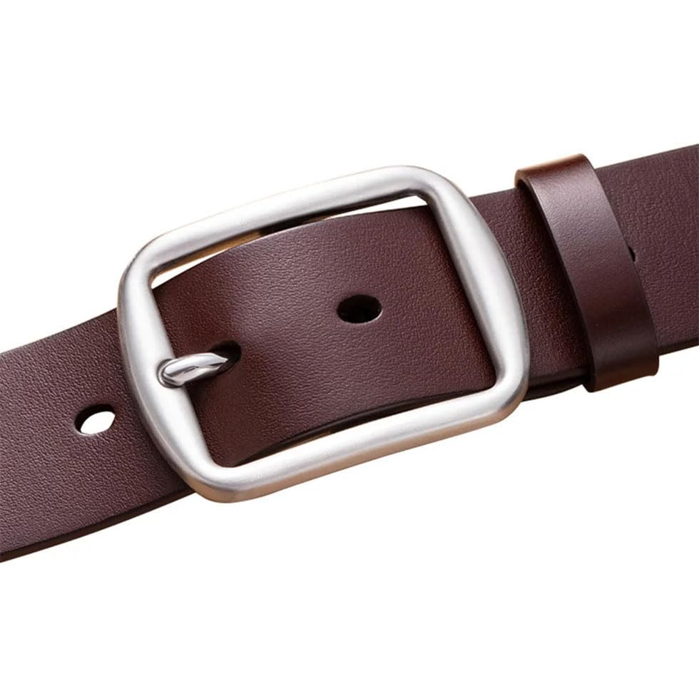 Men 3.8cm Width Leather Stainless Steel Pin Buckle Leather Belt Casual Pants Jeans Accessories4