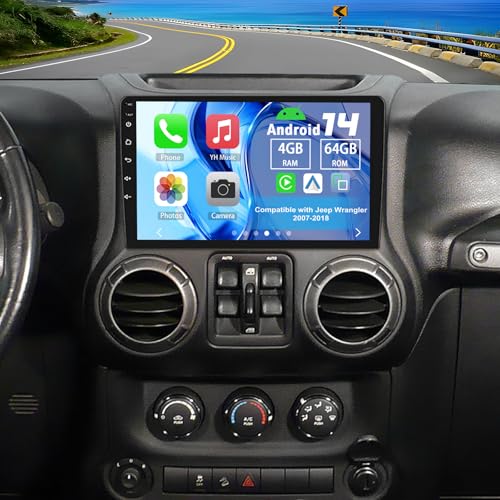 Slakerbe Double Din Car Stereo Upgrade Radio for Jeep Wrangler 2007-2018
