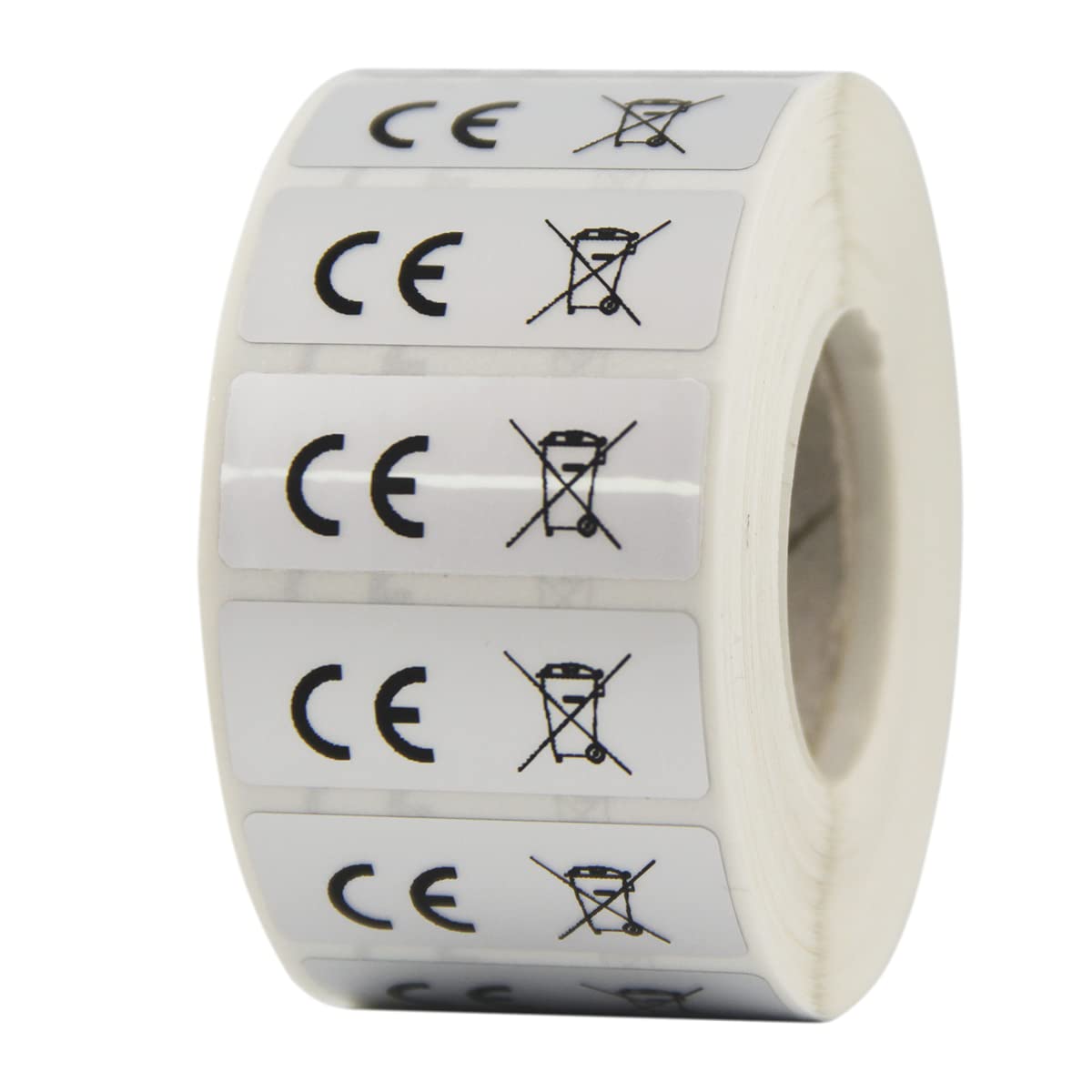 Etichette adesivi marcatura certificazione marchio CE e RAEE 32x12,69 mm materiale 3M 7875 Argento Lucido omologato UL 1000 pz.
