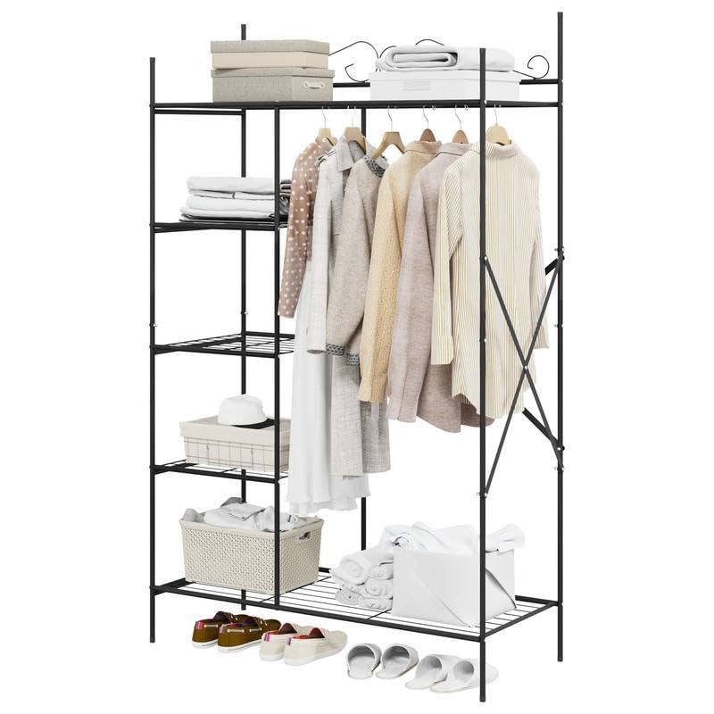 Eleganz Armario abierto de acero 104,5 x 45 x 172 cm - Armario moderno para dormitorio y sala de estar - Diseño estable con mucho espacio de almacenamiento