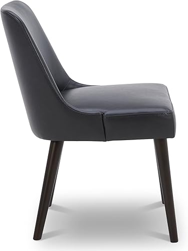 Miniatura 3 de CHITA Mid-Century - Silla de comedor moderna, sillas de tela tapizadas, juego de 2, piel sintética en negro (gris oscuro) Negro en piel