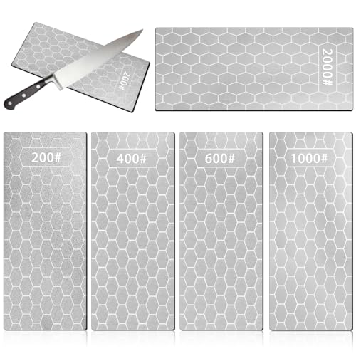 VGECEE Diamant Schleifstein 200/400/600/1000/2000 5 Stück Diamant Messerschärfer Schärfstein Platte Diamantplatten für Küchengeräte und den...