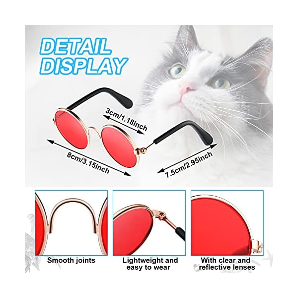 15 pieces small pet sunglasses retro dog sunglasses round metal puppy sunglasses cosplay glasses photo props eyewear for cats and small to medium sized dogs - image 3