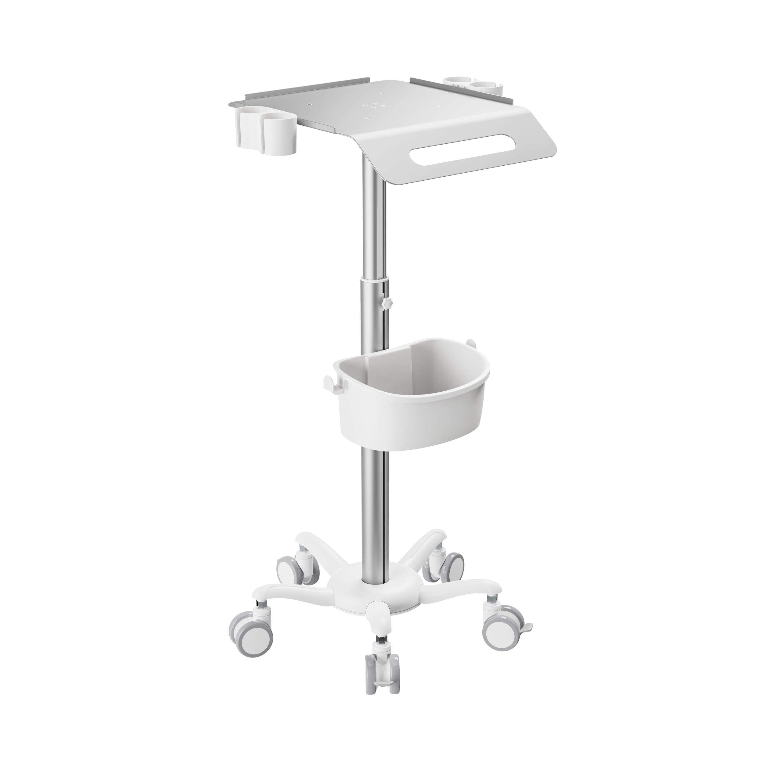 Mount Plus MB-C14 Medical Mobile Trolley with Wheels 33.1"-45.3" Height Adjustable Steel Dental Cart Rolling Ultrasound Lab Cart with 16.3"× 15.1" Large Tabletop | Scanner Holders