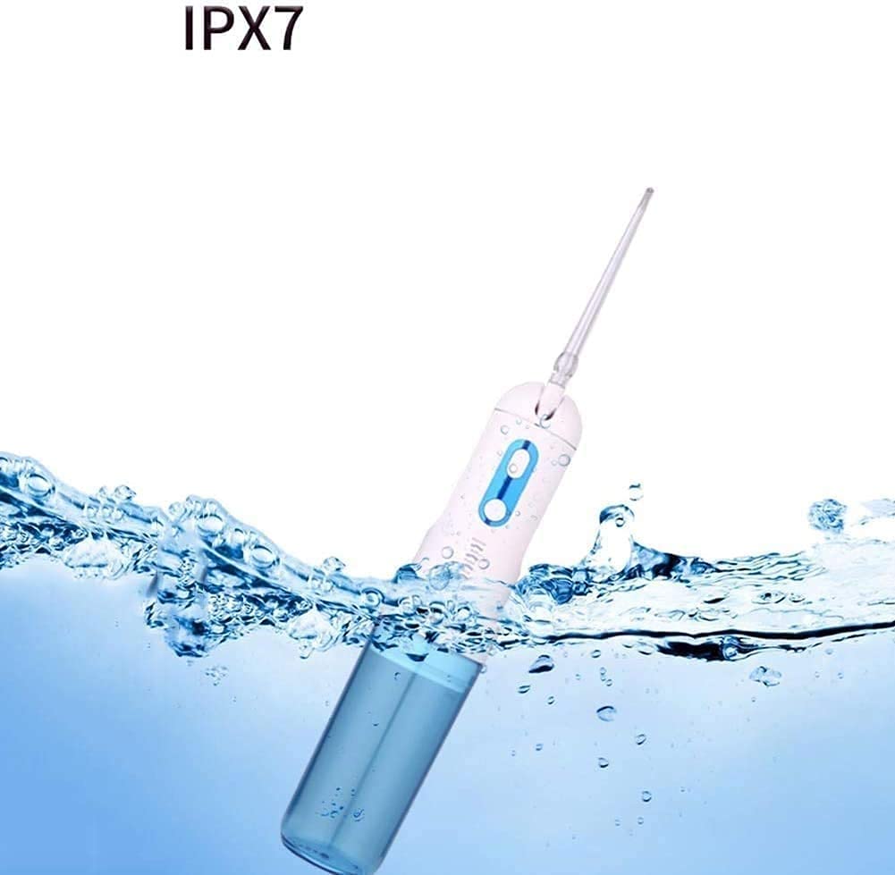 Irygator wodny, wodny środek do czyszczenia zębów z wysuwanym zbiornikiem o pojemności 200 ml, wodoodporna nić dentystyczna IPX7, nić dentystyczna z 5 końcówkami strumieniowymi
