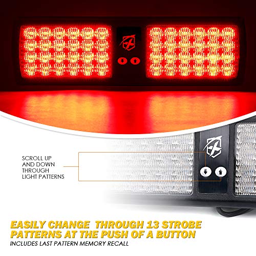Xprite Red 48LED Visor Strobe Flashing Lights Sunshield Hazard Warning Light for Law Enforcement Emergency Vehicles Trucks Cars