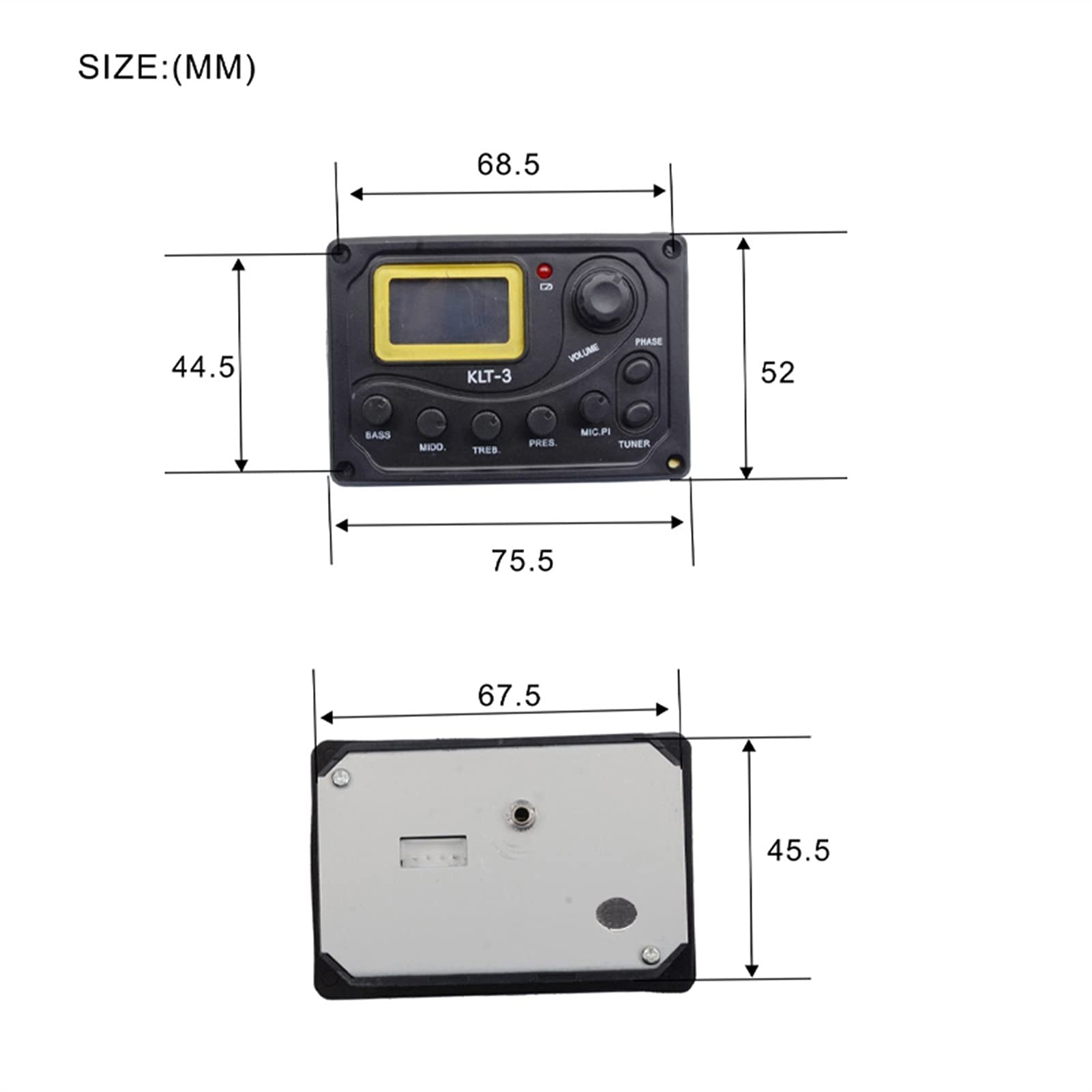Pickup 4 Band EQ Equalizzatore KLT-3 Guitar Acoustic Guitar Bass EQ Preamp con MicPHONE E Tuner Pickup per Chitarra