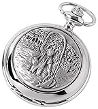 Cromado Woodford Pescador de Plata Chapado en Cromo Hunter Completa Relojes de Bolsillo del Cuarzo