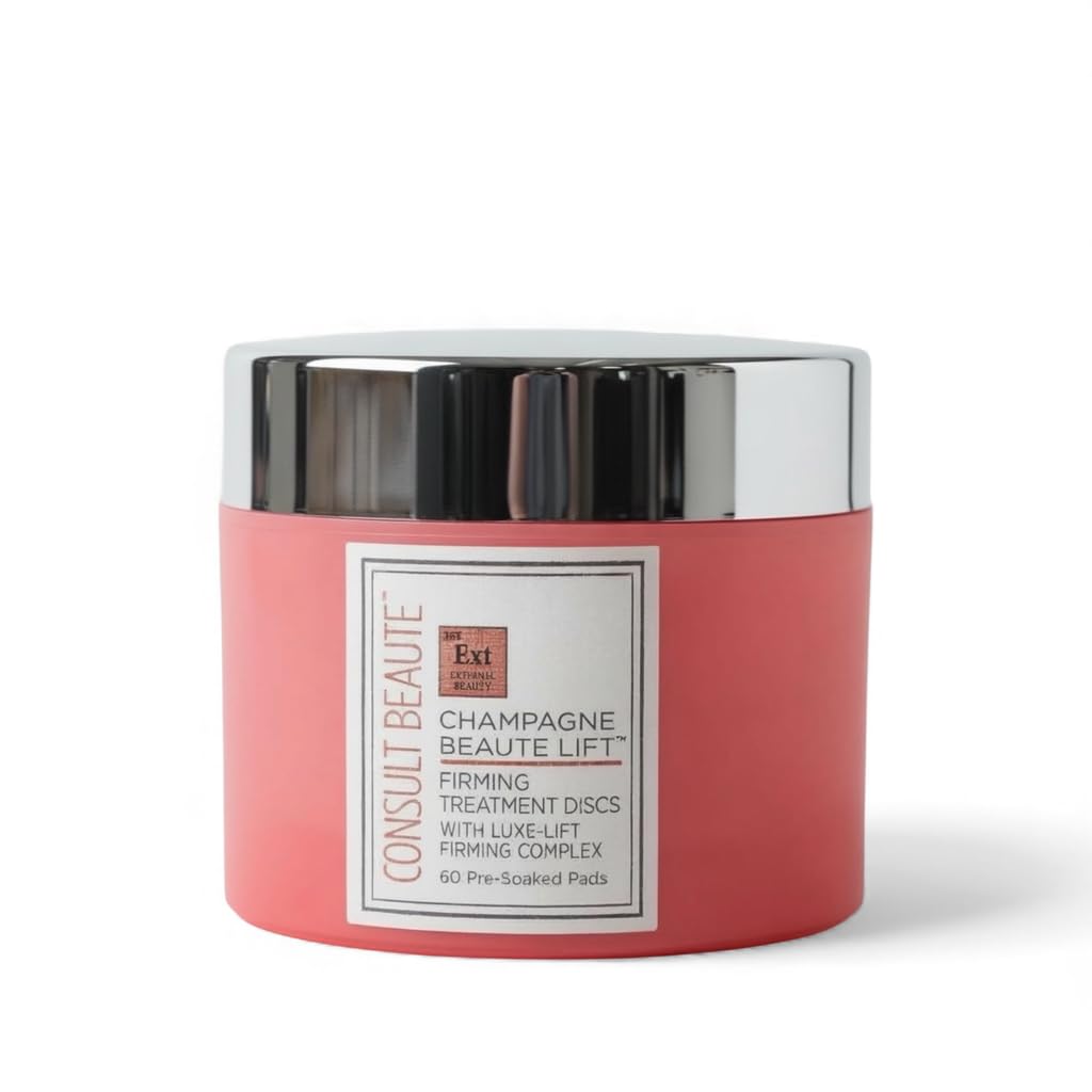 Consult Beaute - Champagne Lift Face Firming Treatment Pads - Rejuvenate Sagging Skin - Exfoliates and Smoothes Lines Wrinkles - Peptides, Glycolic Acid, Caviar Extract - Pre-Soaked Disc - 60 Count