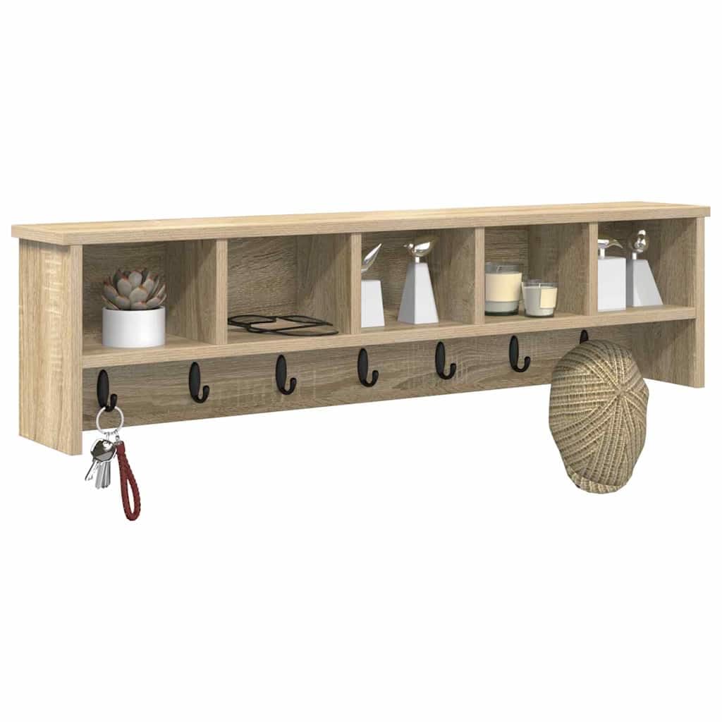 vidaXL Wall-Mounted Coat Rack Wall-Mounted Sonoma Oak 100 x 16 x 26 cm — image 1