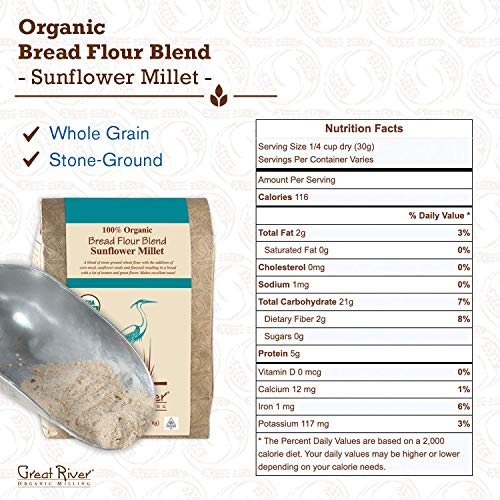 Great River Organic Milling, Bread Flour Blends, 4 Pack - Variety Pack, Oatmeal, Rye, Sunflower Millet, Seven Grain, Organic, 5-Pounds (Pack of 4) - Thumbnail 7