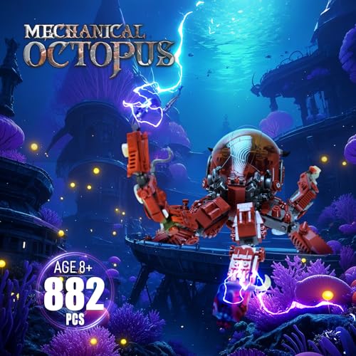 Mechanical Oktopus Klemmbausteine Bausteinen.Kompatibel Mit Lego Oktopus – STEM Perfekte Ozean-Moc Octopus Animal Deko für Zuhause/Büro. Geschenk für Kinder und Erwachsene ab 8-16 882PCS