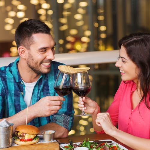 Bambus Weinglas Topper, 6 Pcs Weinglas Charcuterie Topper Aus Holz, Wine Glass Charcuterie Topper für Dessert Getränk Tasse Deckel Dekoration, Verhindert das Verspritzen von Rotwein