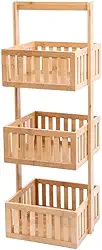 Oikos - Estante Fruteira Ripada de Bambu 3 Andares Organizador Multiuso Sustentável para Casa