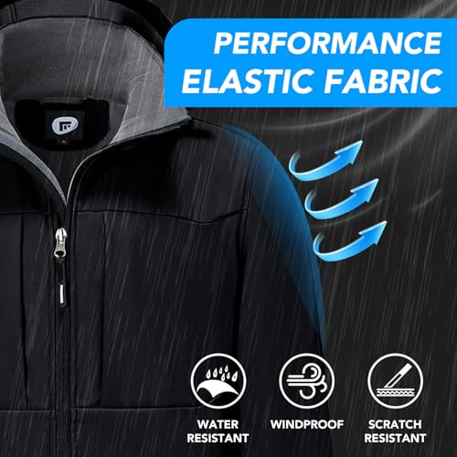 FARVALUE Men's Hooded Softshell Jacket Water Resistant Lightweight Insulated Fleece Lined Windbreaker4
