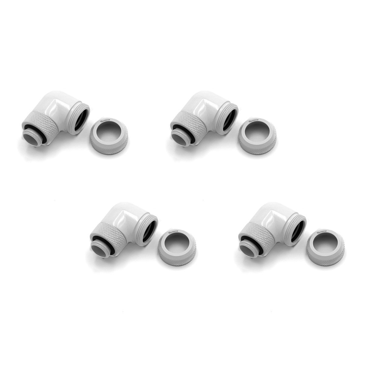 Adaptador rotatorio G1/4 de 14 mm y 90 grados con acabado blanco minimalista 3