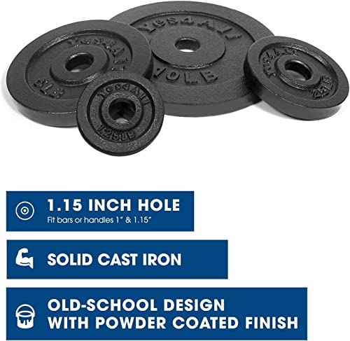 Yes4All Cast Iron Weight Plates, 1.15-Inch Standard Hole Weight Plate Set of 4 & 8, Fits Dumbbell Handles for Strength Training, Weightlifting & Home Gym Workouts - Image 4