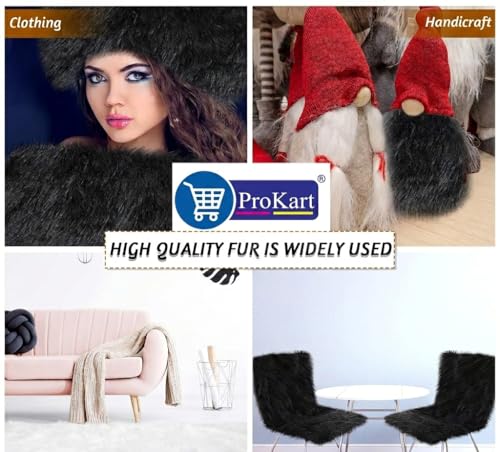 Image of Prokart Soft Faux Fur Fabric Cloth - 60 Inch Wide Pana | Fur Fabric Decorative Cloth for Crafting Soft Toys, Fancy Dress, Baby Photoshoot, Wedding Mandap & Party Decor (Black, 5 Mtr)