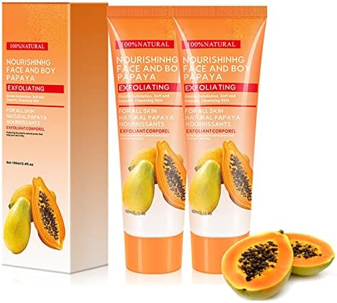 Papaya Essence Brightening Exfoliating Peeling Gel, Papayas Essence Peeling Cleanser, Exfoliating Face Wash, Papaya Scrub Cream Moisturizing Smoothing Facial and Body Extractfor (2pcs)
