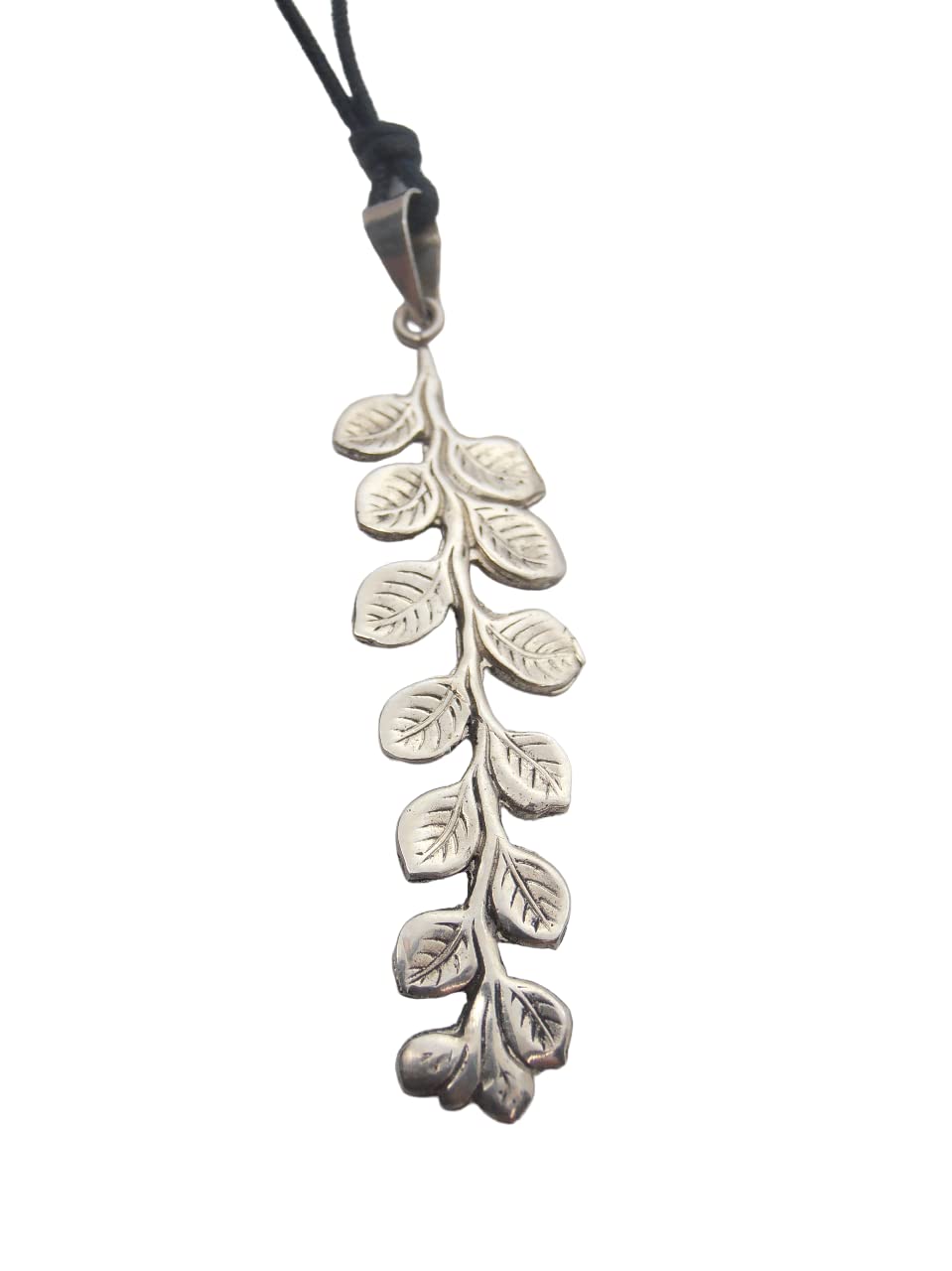Pendentif branche avec feuilles argent 925 anti-allergie collier ras-du-cou