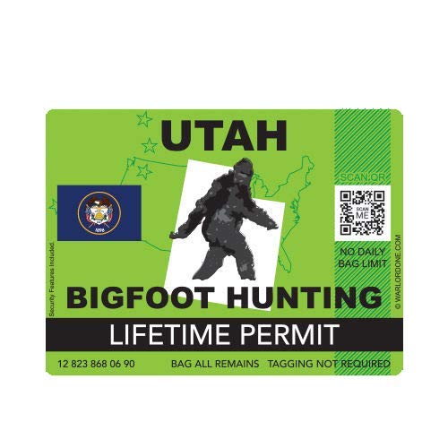 Buy Utah Bigfoot Hunting Permit Sticker Die Cut Decal Sasquatch