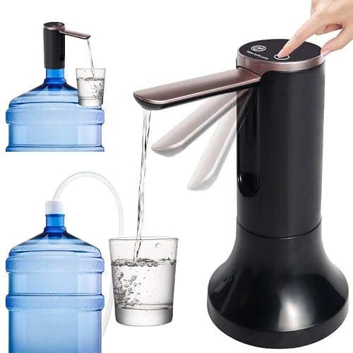 2 In 1 Desktop Water Dispenser, Electric Folding Water Pump For 5 Gallon & Universal Bottles, Portable Water Dispenser Touch Screen And Low Noise.for Home, Office, Picnic Usb Charging（Black） #TOP10
