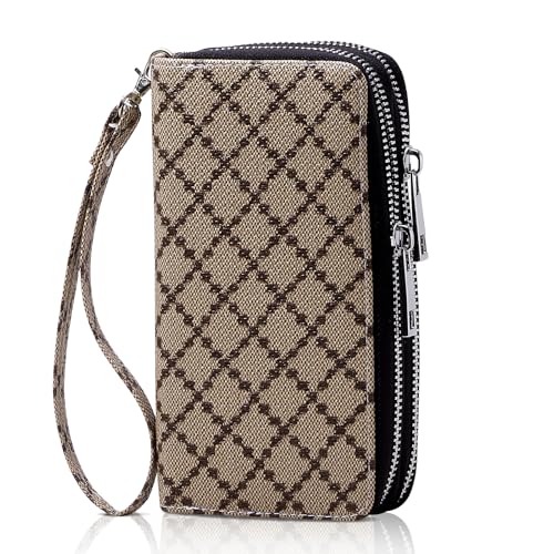 Image of Cellphone Wallet for Women Dual Zipper Long Purse with Removable Wristlet
