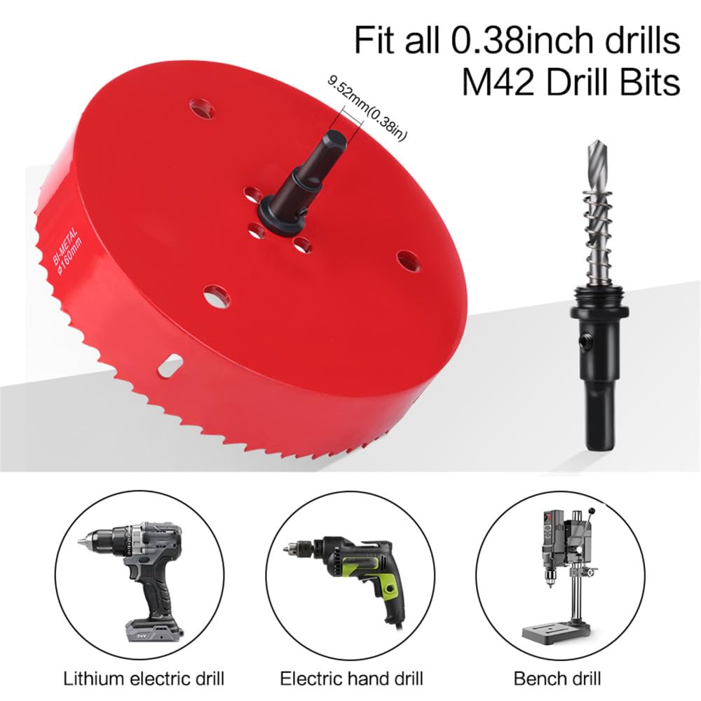 1 broca bimetálica M42 de 100-200 mm, sierra perforadora HSS para metal, hierro, aluminio, plástico inoxidable, herramientas de corte de madera para bricolaje, 145 mm