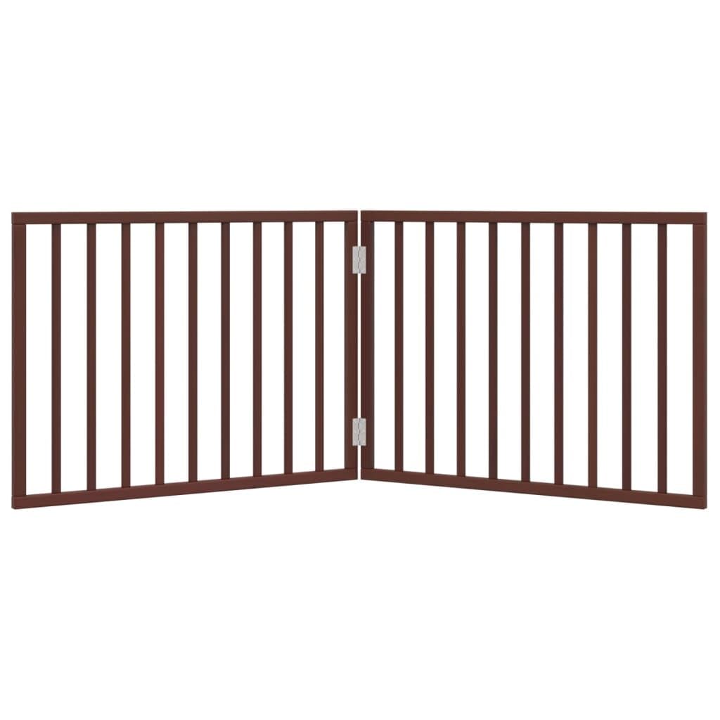 vidaXL Puerta para Perros Plegable 2 Paneles Madera álamo marrón 160cm
