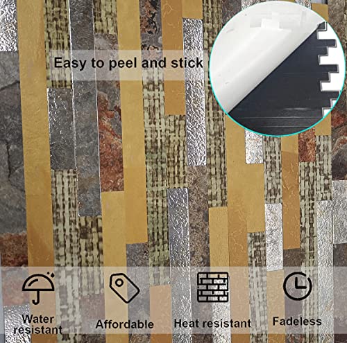 Ymmxge 10-Sheet Peel And Stick Backsplash Metal Tile，Stick On Kitchen Bathroom Walls Self-Adhesive Aluminum Mosaic (10, Printed Yellow) #TOP5