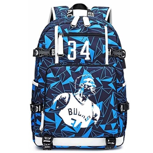 Sac à dos lumineux multifonction de basketball numéro 34 pour ordinateur et voyage