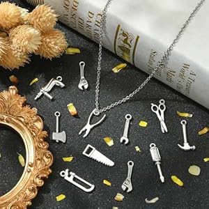   KitBeads-100pcs-Antique-Silver-Tool-Charms-Alloy-Hammer-Wrench-Charms-10-Styles-Home-Tool-Charms-for-Jewelry-Making-Bulk-Bracelets