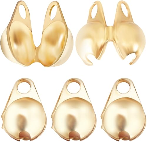 Miniatura 1 de Beebeecraft 1 caja de 300 puntas de cuentas chapadas en oro de 18 quilates, tapas abiertas para nudos, puntas de cuentas de 0.039 pulgadas (0.039