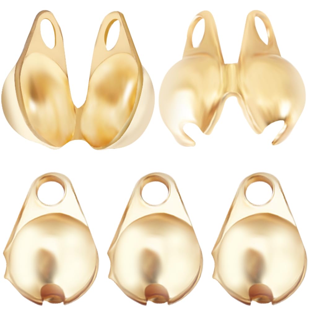 Puntas de cuentas de oro de 18K con extremos calotte abiertos de Beebeecraft