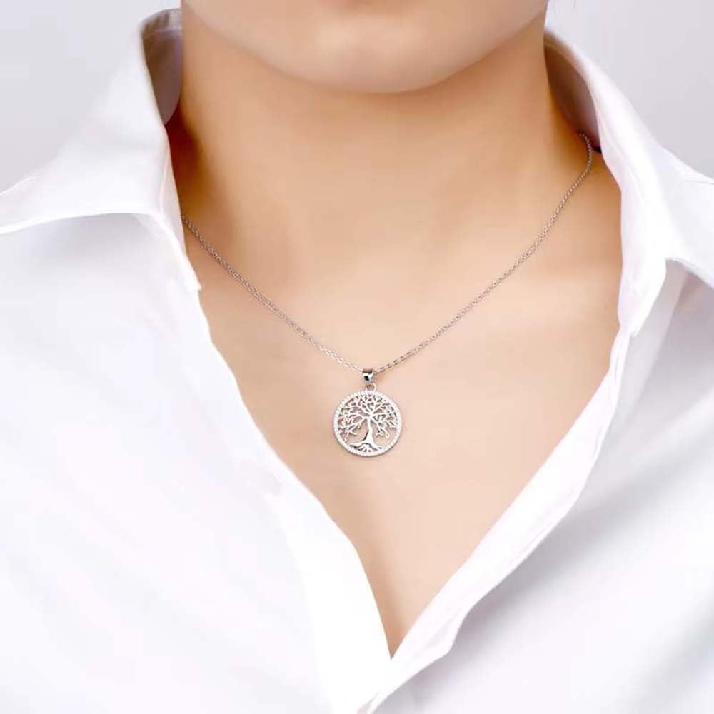 Funkelnde Moissanit Lebensbaum Halskette Sterling Silber für Frauen Schmuck Geschenke Tochter Mama