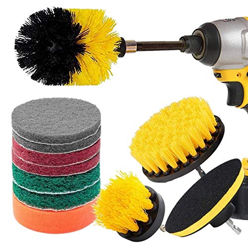 Bohrbürste 12 Stück Bohrer Pinsel Scrub Pads Leistung Scrubber Bürste mit ausgedehnter Langer Befestigung All Purpose-Cleaner Scrubbing
