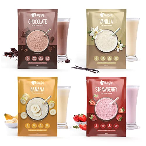 Shake That Weight Variety Shakes - 21 Meals, Chocolate, Vanilla, Banana, Strawberry, Gluten-Free Meal Replacement Shakes, High Protein, Low Calorie, Vegetarian