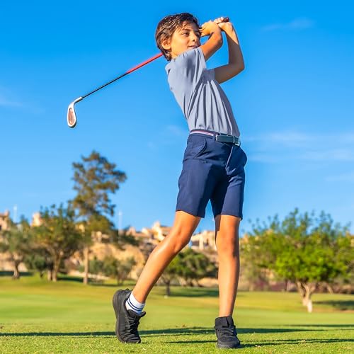 Image of Boys Polo Shirts Short Sleeve Striped Performance Moisture Wicking Dry Fit Golf Shirts for Boys Youth Kids