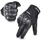 Guantes de Moto, Transpirables Verano Guantes con Pantalla Táctil Protección Dedo Completo, para Motocicleta, Deportes al Aire Libre Negro M