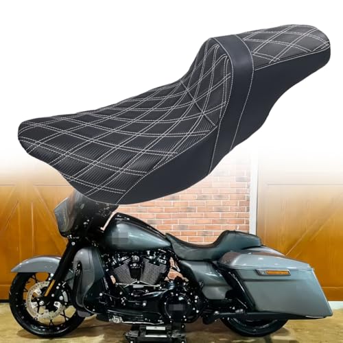 MOJINLI 2 up seat Fit for Harley Touring Driver Passenger Seat Harley Touring Electra Glide Street Glide Road King Road Glide 2009-2023 White