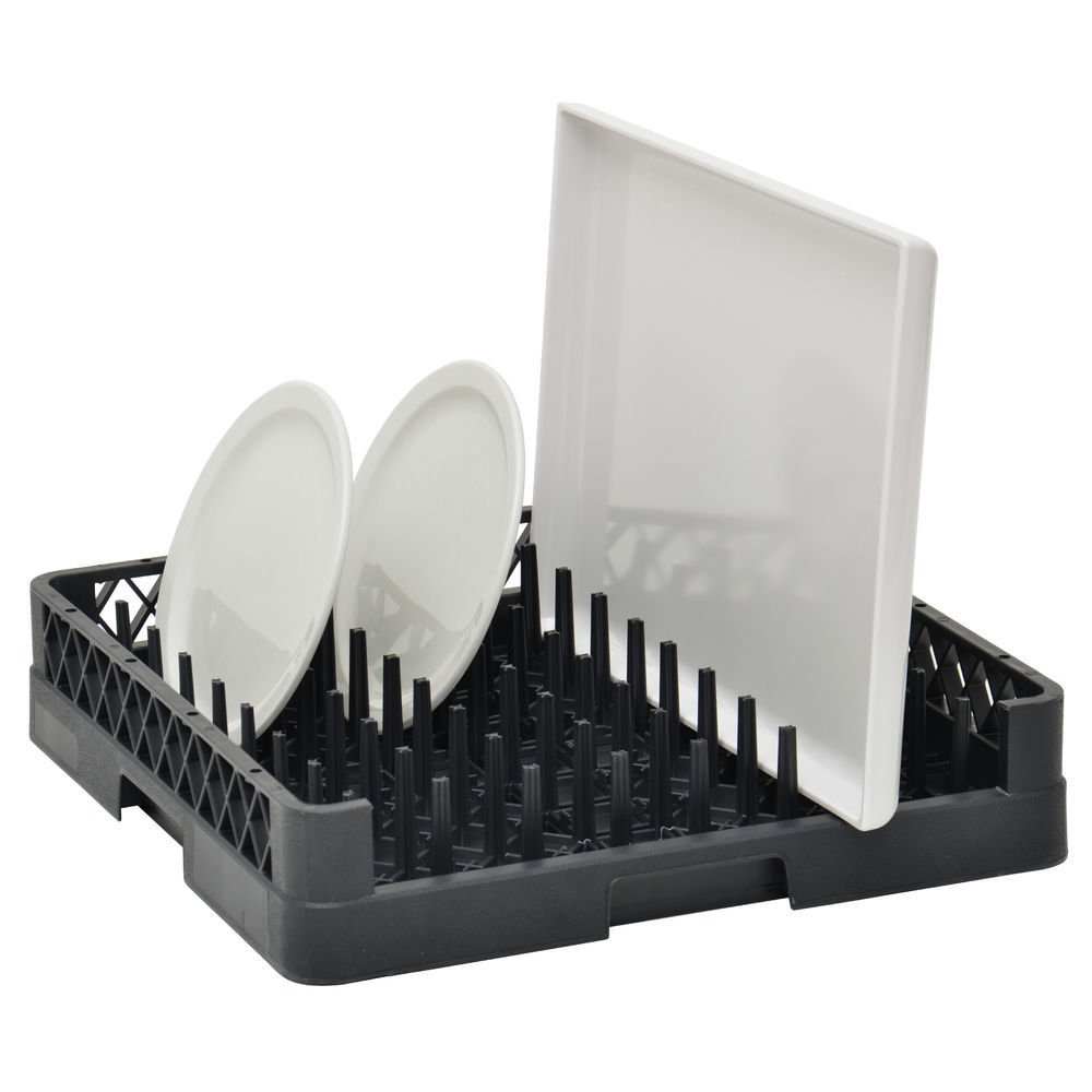 Vollrath Traex Black Plastic Tray and Plate Open End Dishwashing Rack - 19 3/4"L x 19 3/4"W x 4"H