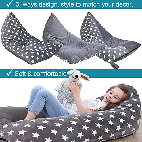 Bchway Stuffed Animal Storage Bean Bag Chair | 53" Extra Large Beanbag Cover For Kids And Adults, Plush Toys Holder And Organizer For Boys And Girls | Premium Velvet - Soft & Comfortabl (Stars Style) #TOP1