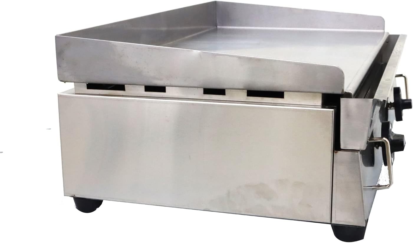 INTSUPERMAI Commercial Grill Griddle LPG Countertop Griddle Flat Top Grill Hot Plate Stove Stainless Steel Teppanyaki Grill Plate Size 28.94×16.14inchfor Restaurant Kitchen Camping Outdoor BBQ 2800Pa