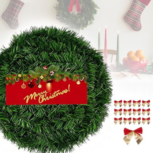 NefLaca 10 m Weihnachtsgirlande mit 45 Weihnachtsschleifen DIY...